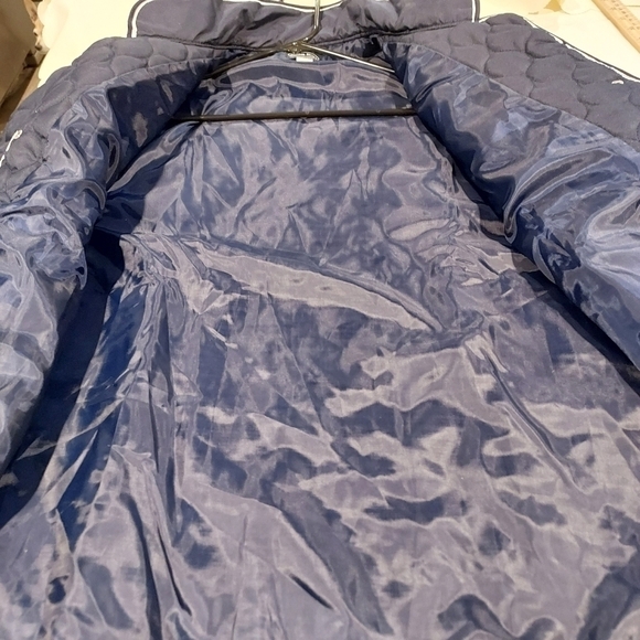 navy blue quilted snap front jacket - Picture 5 of 10